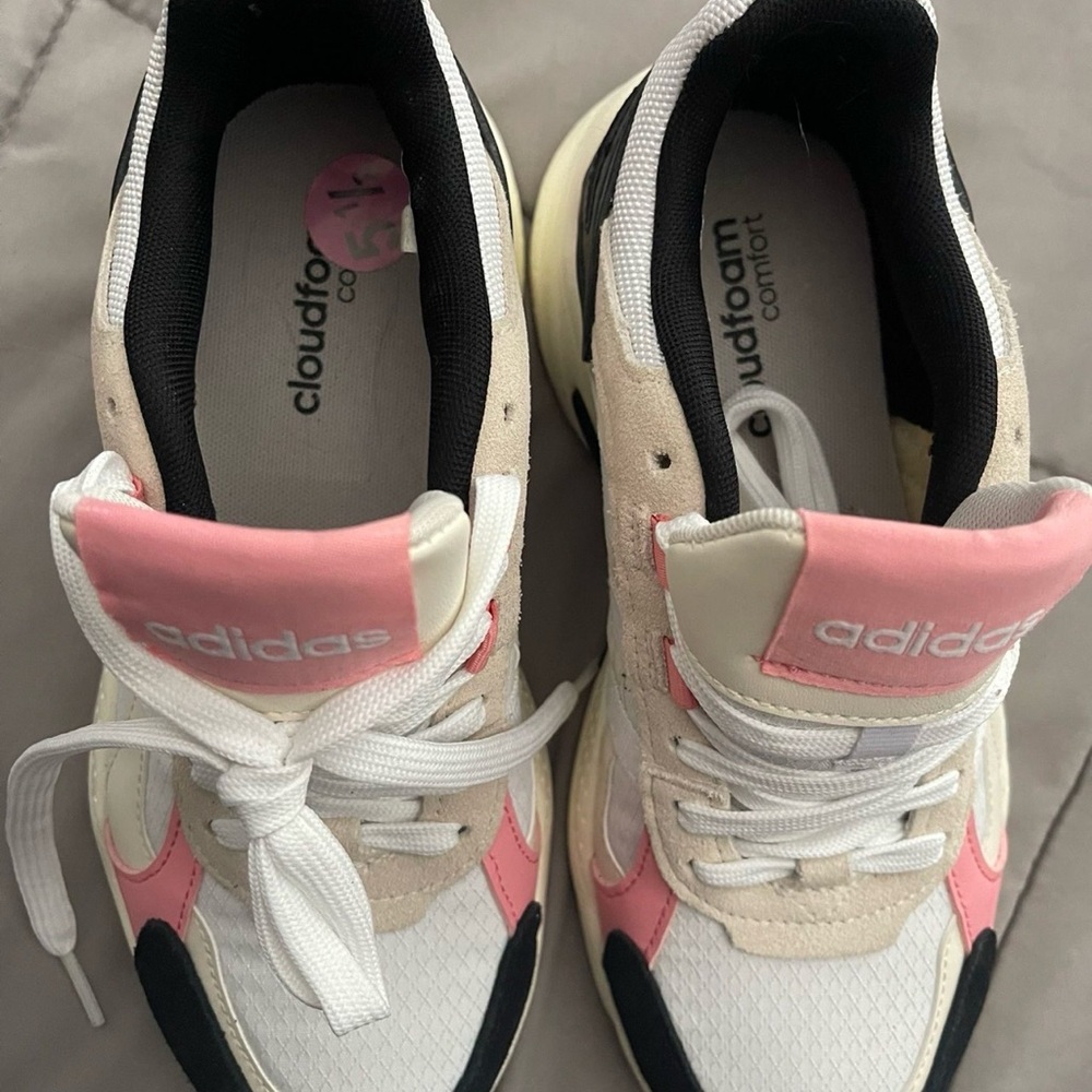 Adidas Women's Cloudfoam Pink and Cream Sneakers